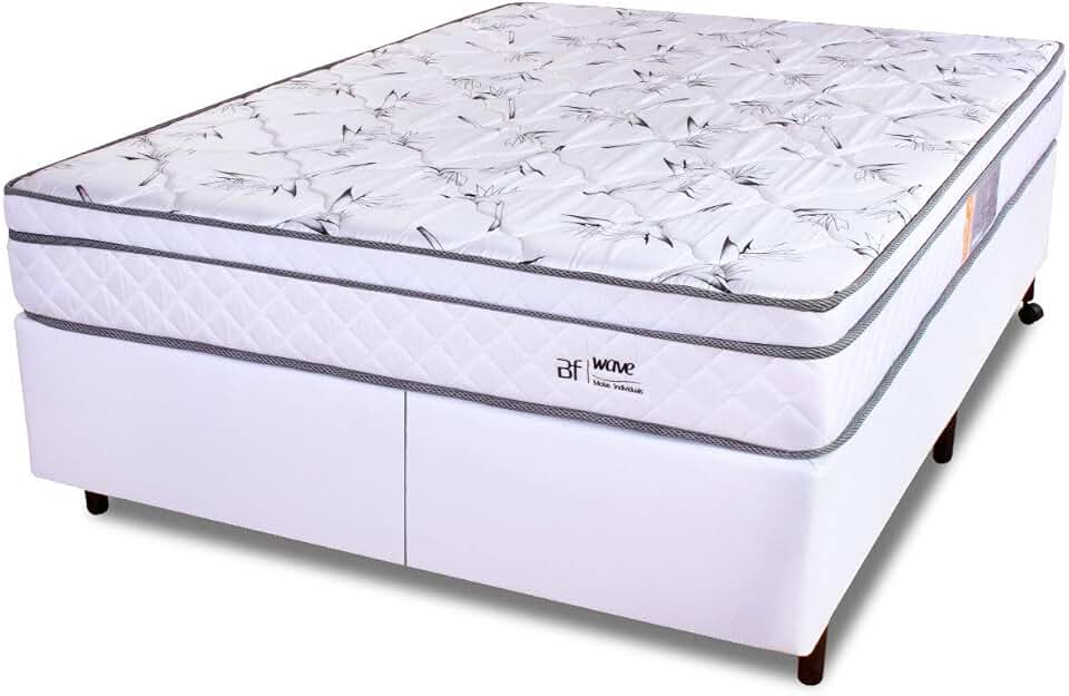 Cama Box Queen Colchão Molas Ensacadas Com Pillow e Box Courvin 158x198x58cm - BF Colchões