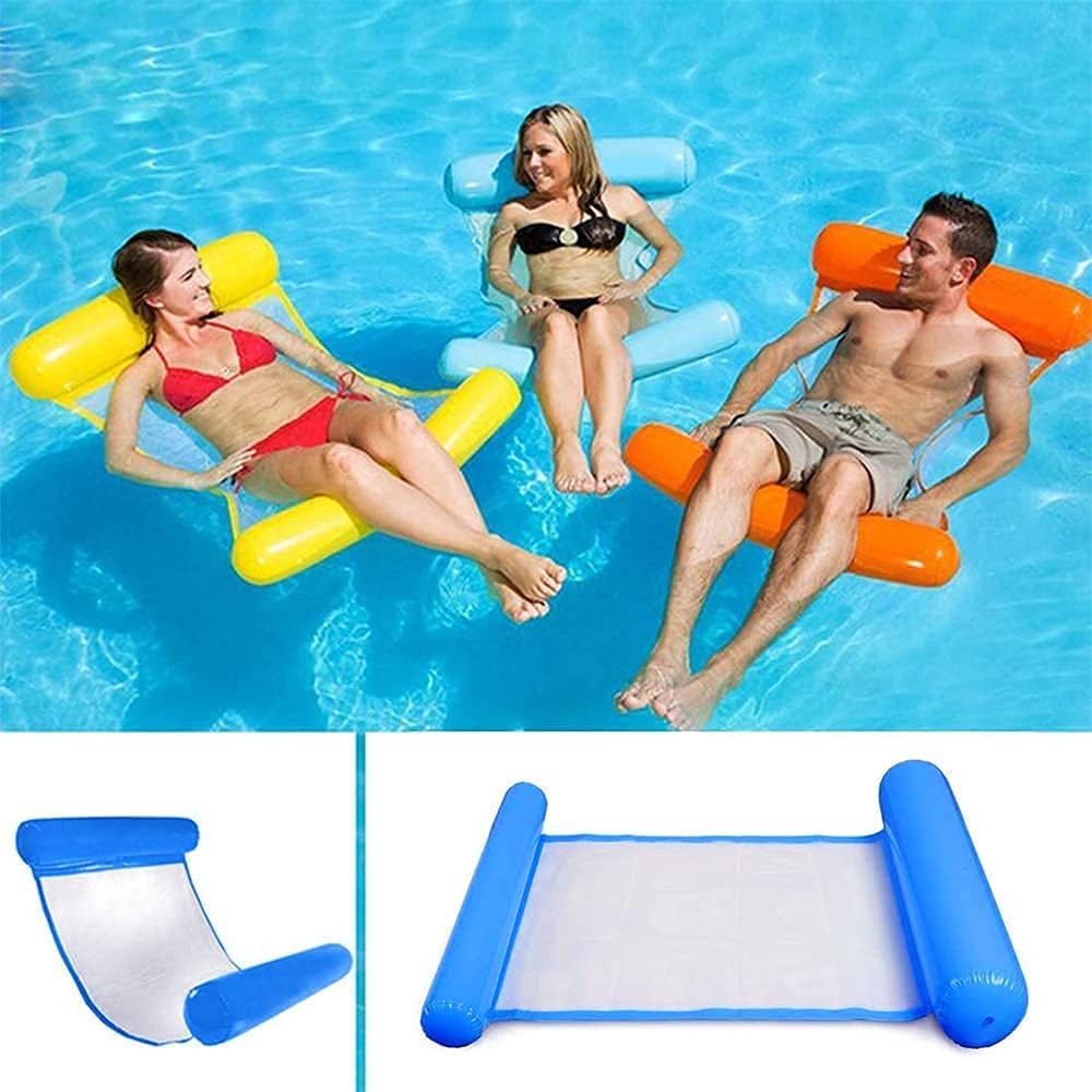 Aufblasbare Schwimmbett Hängematte - 4-in-1 Pool Lounge | Grün & Blau Boho Style