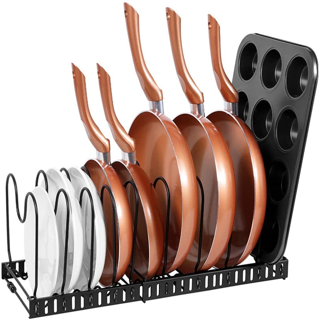Organizzatore per pentole e padelle per armadietto da Cucina, Porta pentole, Coperchio, Organizer, 10 divisori, Set di Accessori da Cucina