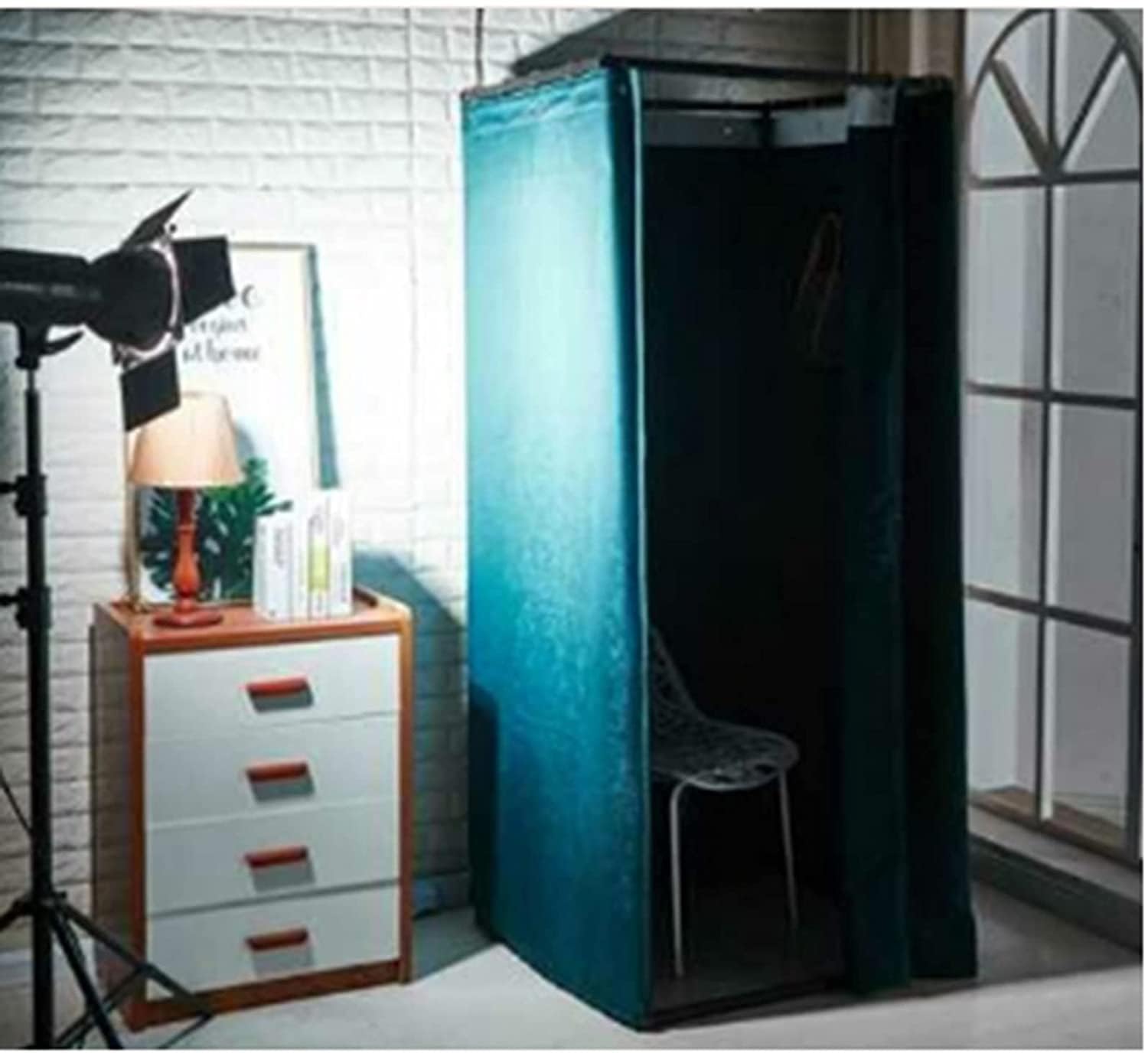 Camerino quadrato con tenda ombreggiante, spogliatoio pieghevole for negozi di abbigliamento e armadietto temporaneo(Svart,100x80x200cm)