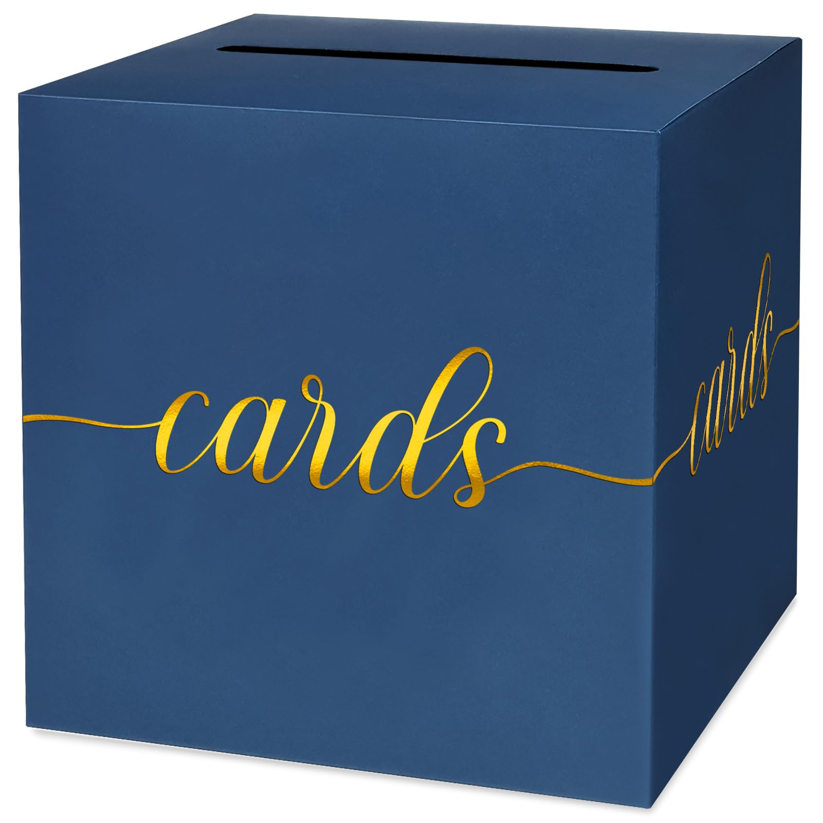 Caja de tarjetas cuadrada azul marino para boleto de rifa y baby shower