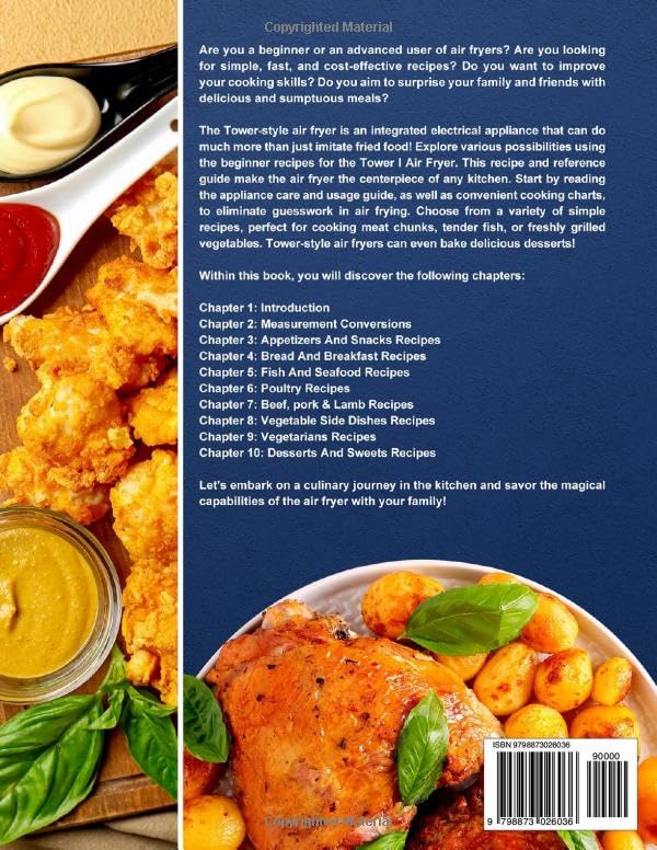 Back cover of The Complete Tower Air Fryer Cookbook for Beginners