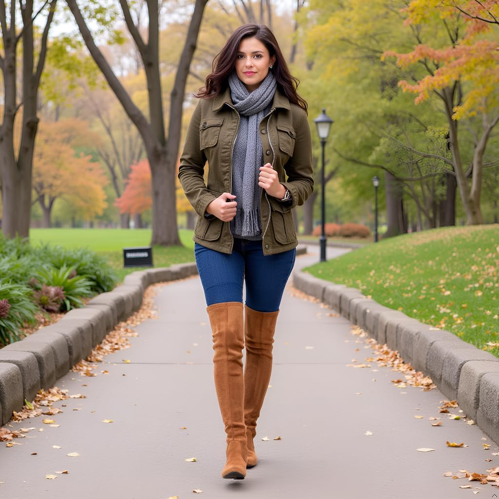 Mtzyoa Thigh High Block Heel Boot Women Pointed Toe Stretch Over The Knee Boots - Image 5