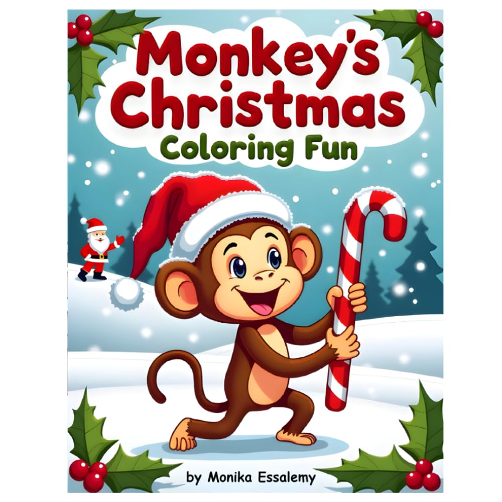Monkey’s Christmas Coloring Fun: 60 winter coloring sheets, A festive holiday coloring book for kids ages 3–5, (Magical Christmas Coloring Books Series)