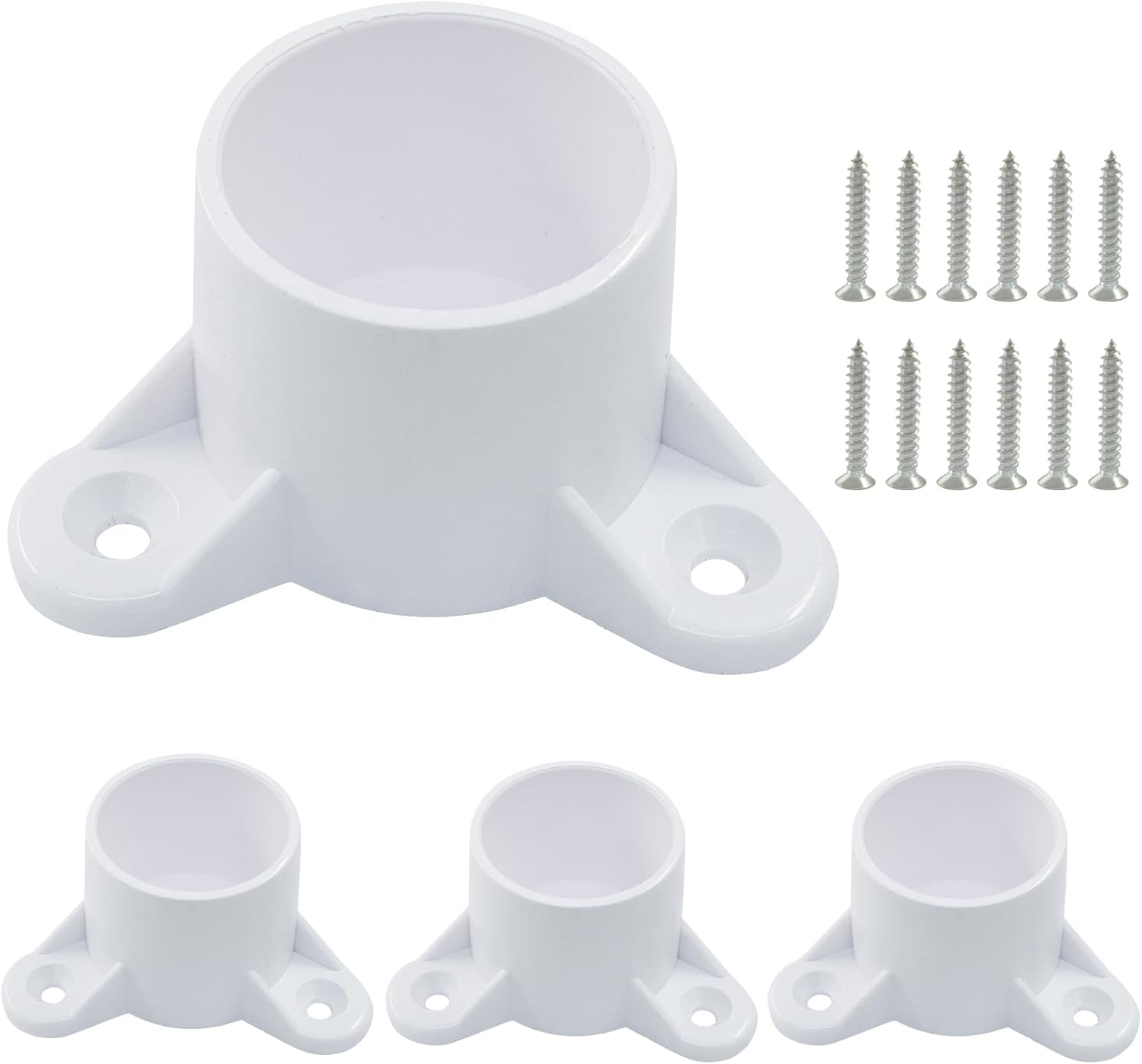 Litoexpe 4 Pcs 1 Inch PVC Table Leg Cap, Fittings Furniture Grade Screw Tab Caps With Mounting Screws for Furniture Making Storage Shelves