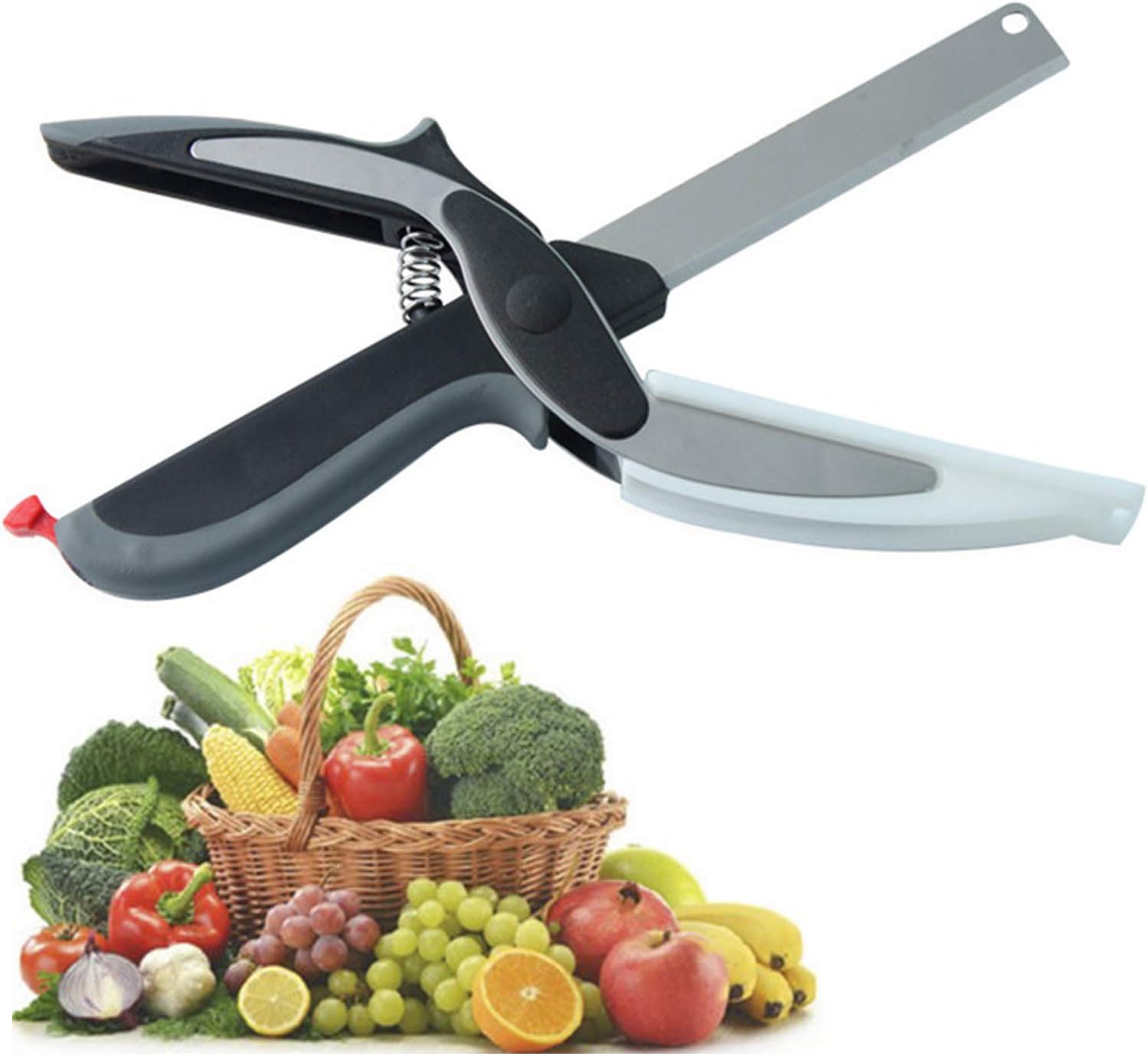Kitchen Food Scissors,2 in 1 Smart Cutter Multifunction Stainless Steel ...