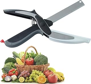 Kitchen Food Scissors,2 in 1 Smart Cutter Multifunction Stainless Steel Kitchen Shears for Vegetables Fruits Chopper,Food ...