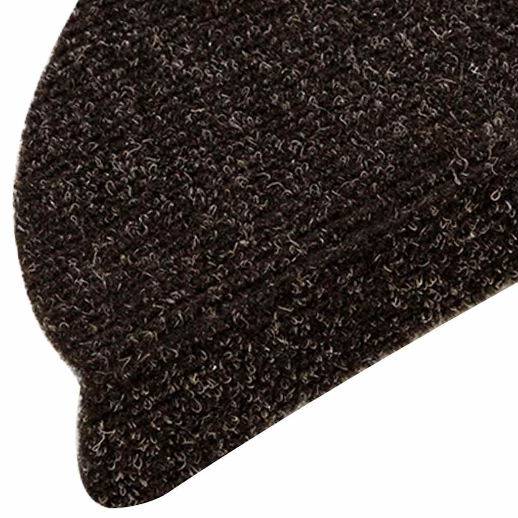Lot de 5 tapis d'escalier autocollants - 56 x 17 x 3 cm - Marron foncé - Semi-circulaires - Antidérapant - Lavable - Protection d'escalier pour escalier en bois - Avec isolation phonique
