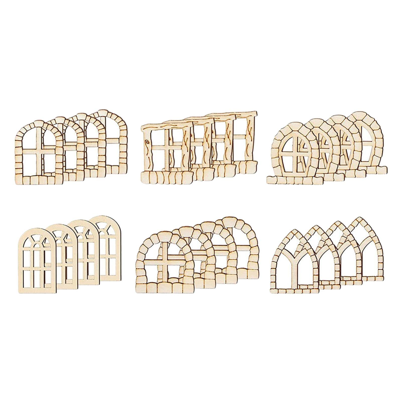 perfk 48 Pcs Unpainted Wooden Fairy Door - Image 4