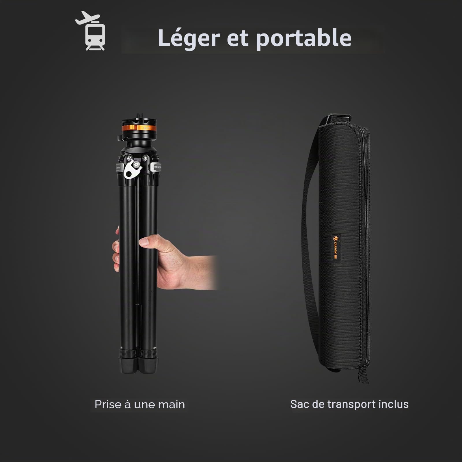TARION Trépied de Voyage Compact pour Appareil Photo : Trépied Portable et Léger pour la Randonnée, Tête Sphérique, Système de Libération Rapide, Aluminium Qobra