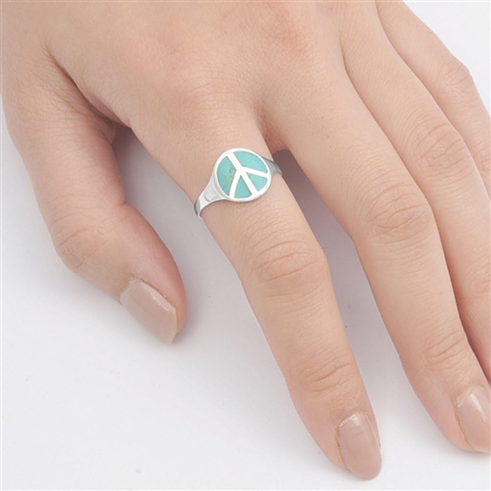 CHOOSE YOUR COLOR Sterling Silver Peace Sign Ring