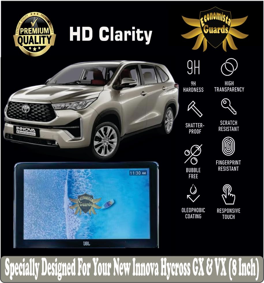Image of Economista ☆☆☆☆☆ Drive In Luxury With 9H Hardness Car Screen Protector! Scratch & Water Resistant For Premium Protection! Specifically Tailored For Toyota (Matt, Innova Hycross VX-GX (8 Inch))