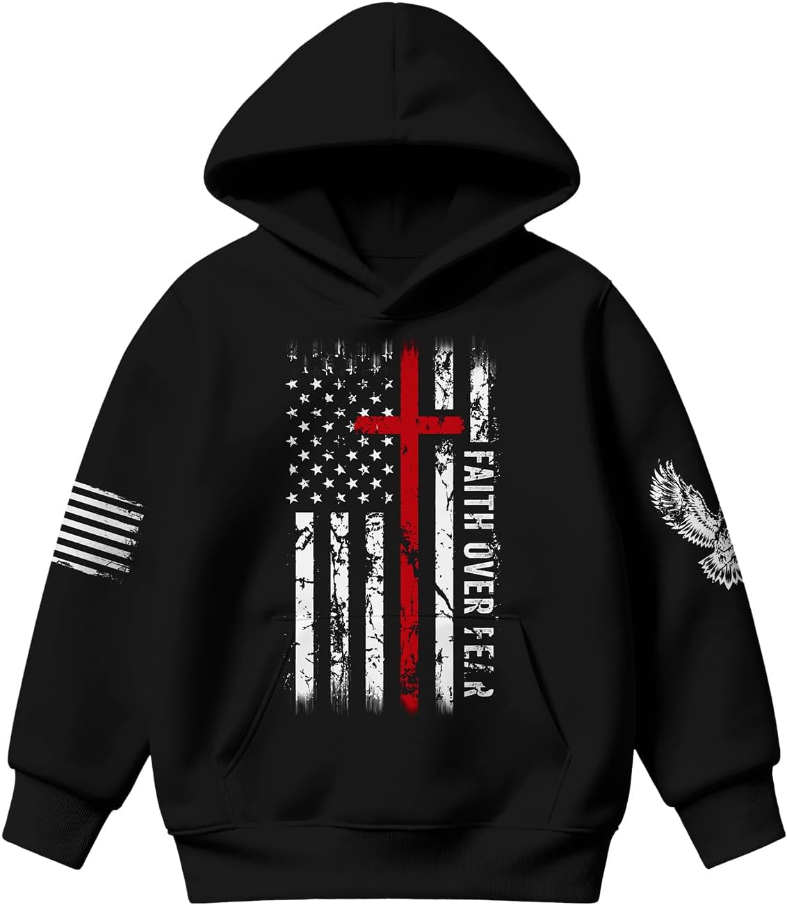 Flag Boys Graphic Hoodie Sweatshirt Hoodies for Teen Boys Faith Cross