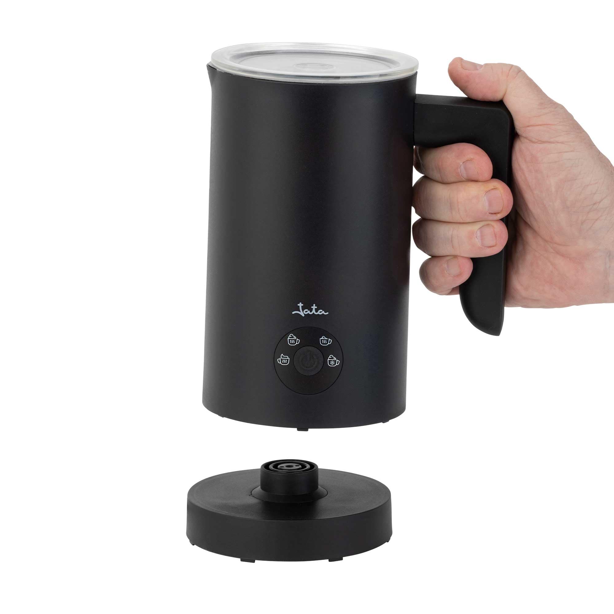 JATA JECL5501 - Schiumatore elettrico 5 in 1 con riscaldatore, schiuma calda e fredda, 150 ml per schiuma/300 ml per riscaldamento, caraffa antiaderente, base a 360°, spegnimento automatico, 500 W