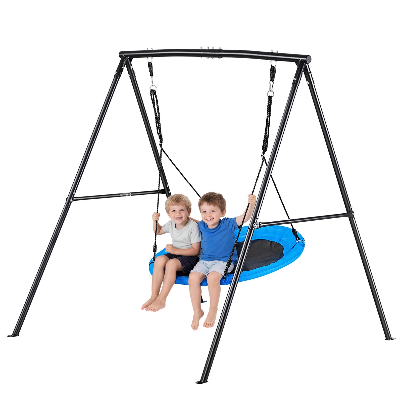 VEVOR Huśtawka ogrodowa metalowa rama w kształcie litery A dla dzieci siedzisko maksymalne obciążenie 199,6 kg, huśtawka tarczowa okrągła konstrukcja w kształcie litery A średnica 101,6 cm na zewnątrz