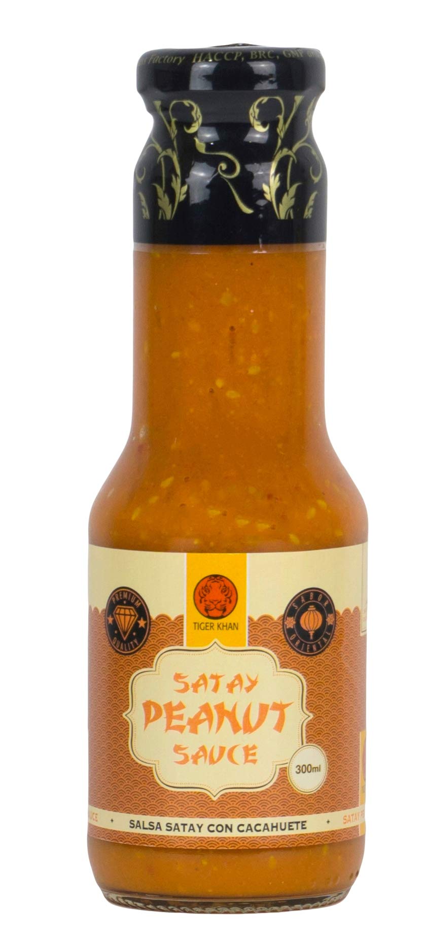 TIGER KHAN Salsa Satay de Cacahuetes para Cocina Asiática 300ml | Pack de 12