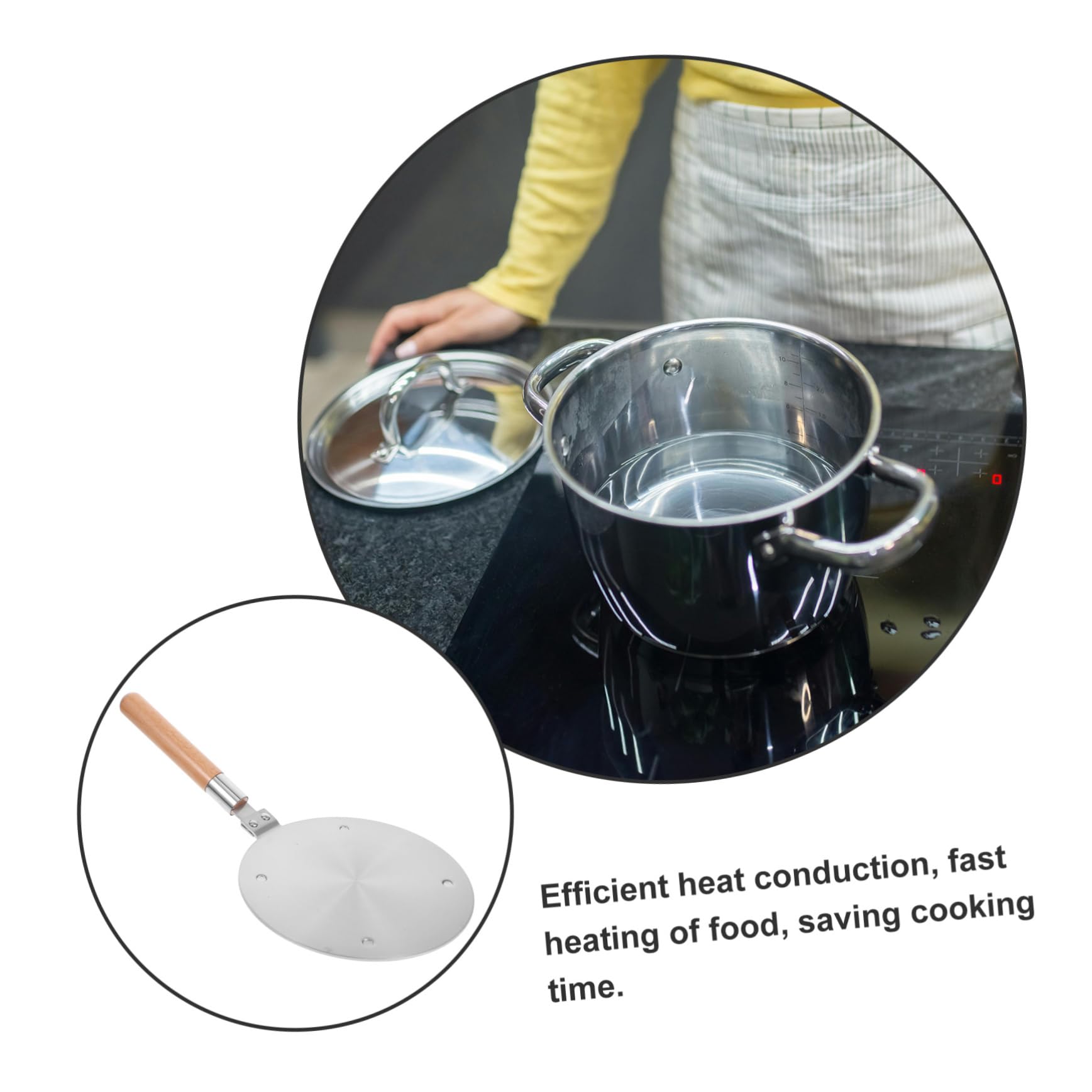 IMIKEYA Piastra Diffusore di Calore Inossidabile per Cucine Induzione Adattatore per Pentole con Manico Riscaldamento Veloce e Uniforme per Cottura di Latticini e Altri Alimenti