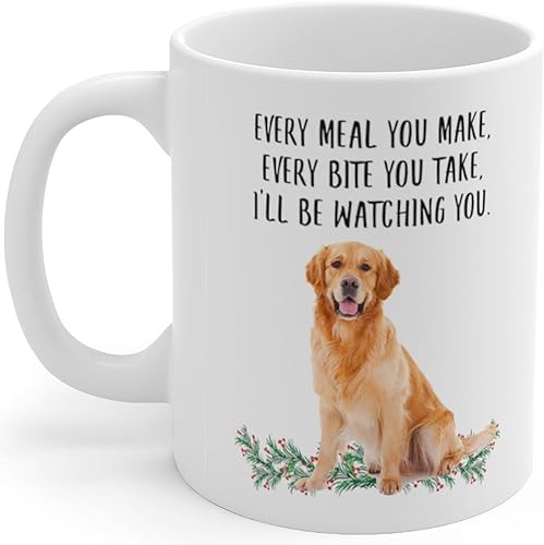 Lovesout Divertidos regalos rojos de Golden Retriever para mujeres, Día de la Madre 2023 Every Meal You Make Every Bite You Take, taza de café de