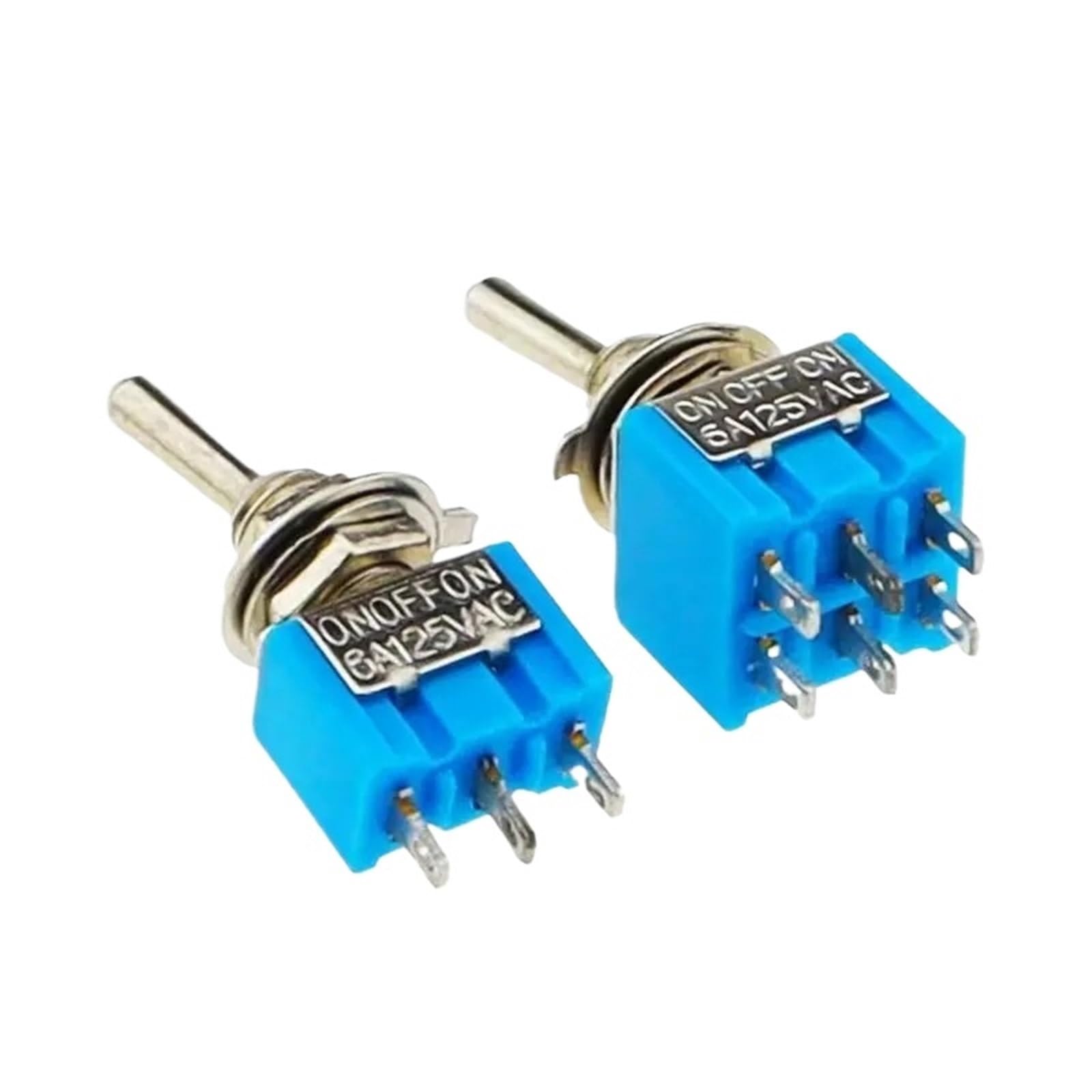 Interruptor de palanca miniatura DL (5 unidades), unipolar, de doble tiro, encendido-apagado-encendido/encendido-encendido, 120 V CA, 6 A, montaje de 1/4 de pulgada, MTS-102, 103, 202, 203(MTS-202)