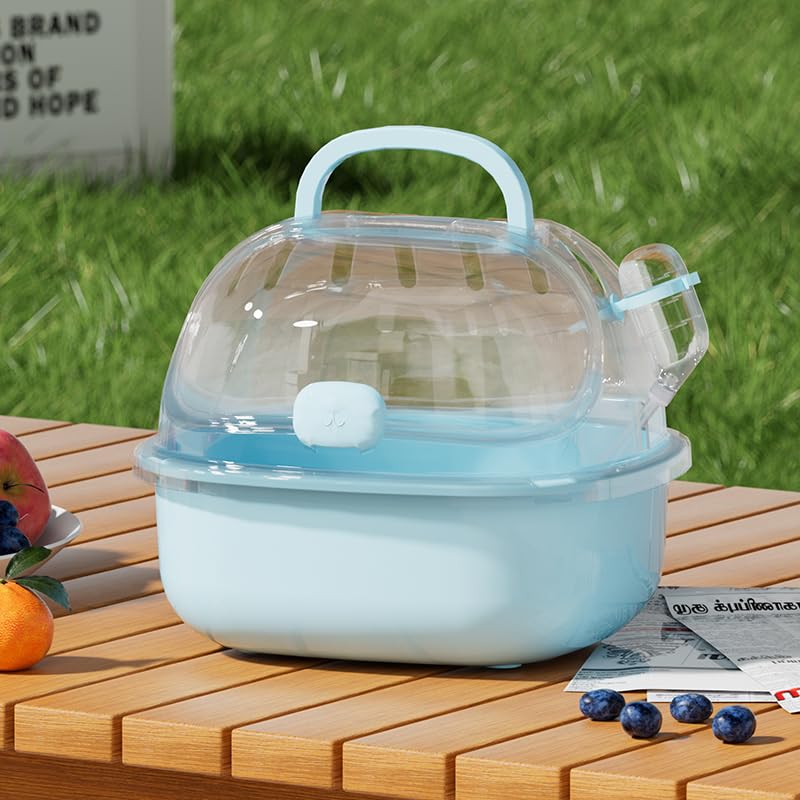 Small Animal Carrier Cage with Water Bottle, Portable Hamster Travel Carrier Carry Case for Small Pets, Gerbils, Mice, Dwarf Hamster (Blue) - Image 4