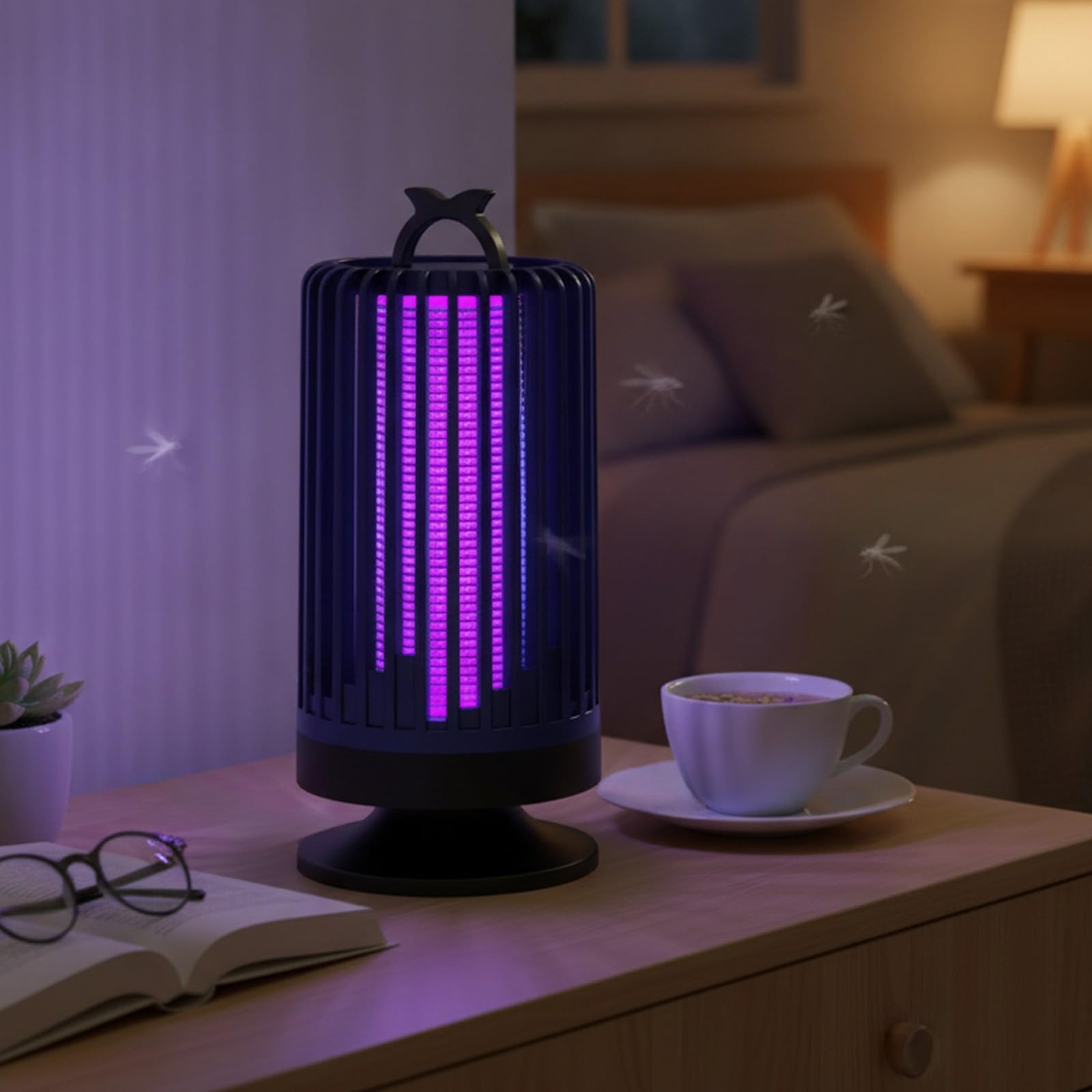 Electric Bug Zapper, Electric Camping Fly Killer, Mosquito Killer Lamp with UV Light, Fly Trap Lamp and Fly Catcher, Silent Fly Zapper for Outdoor & Indoor (B-Blue)