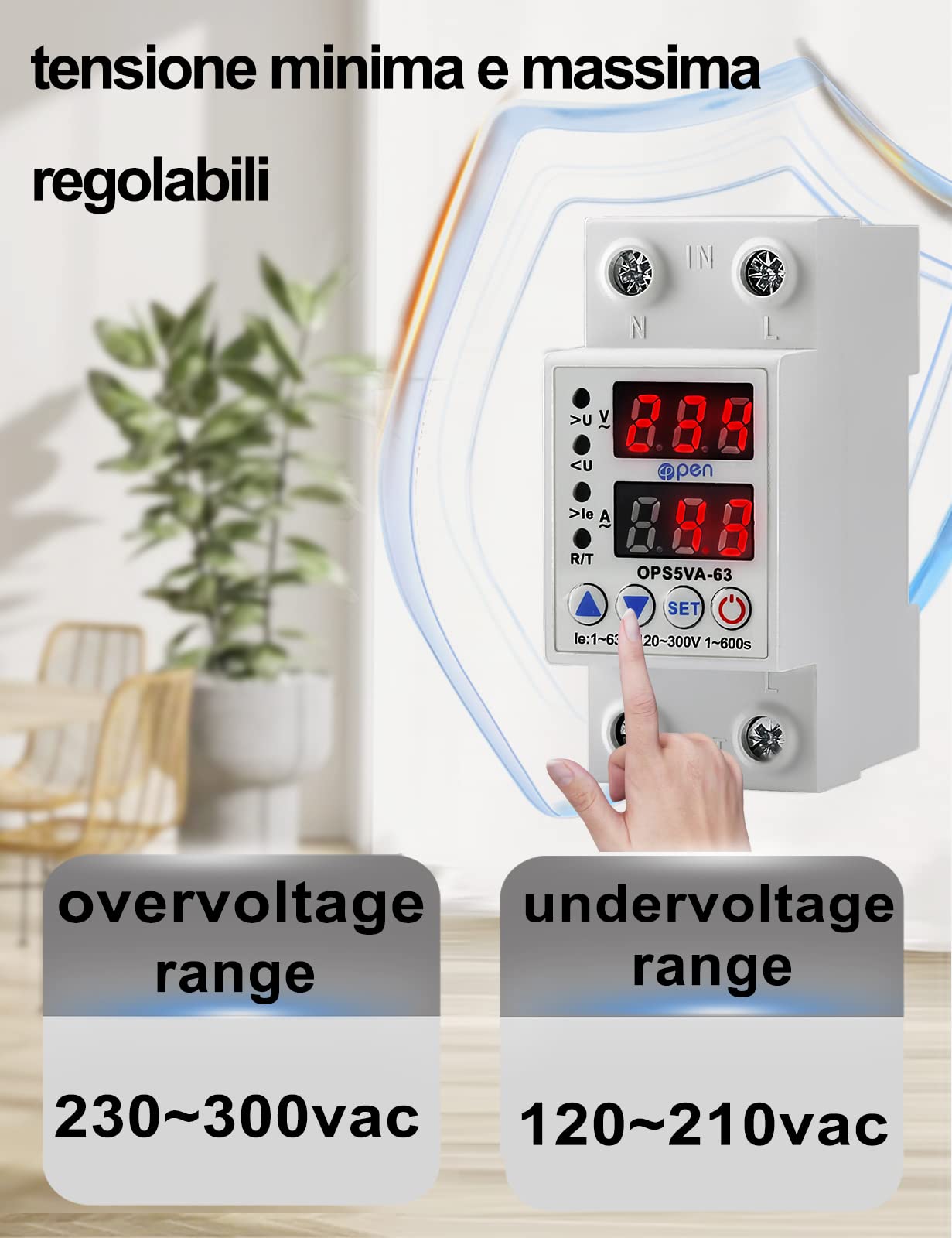 Protettore Di Tensione STVP-932 Trifase - Sovratensione/Sottotensione, LCD, 80A, Ripristino Automatico - Foto 7