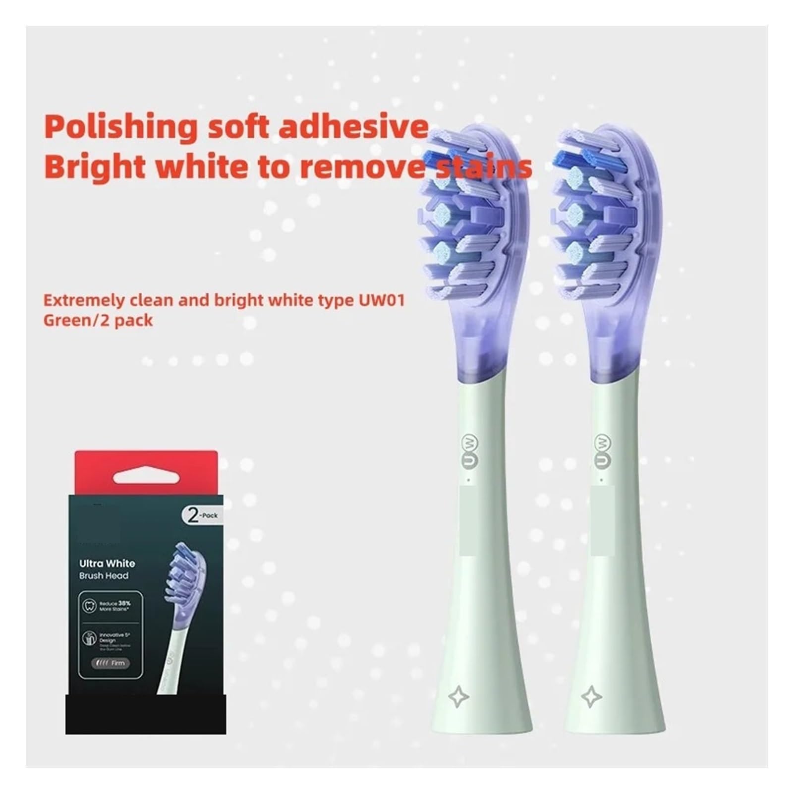 Paquete de 2 unidades, limpieza absorbente golpes, protección blanqueadora encías Universal, for cabezal cepillo dientes serie Ultra Clean(Oclean UW01 2PCS)