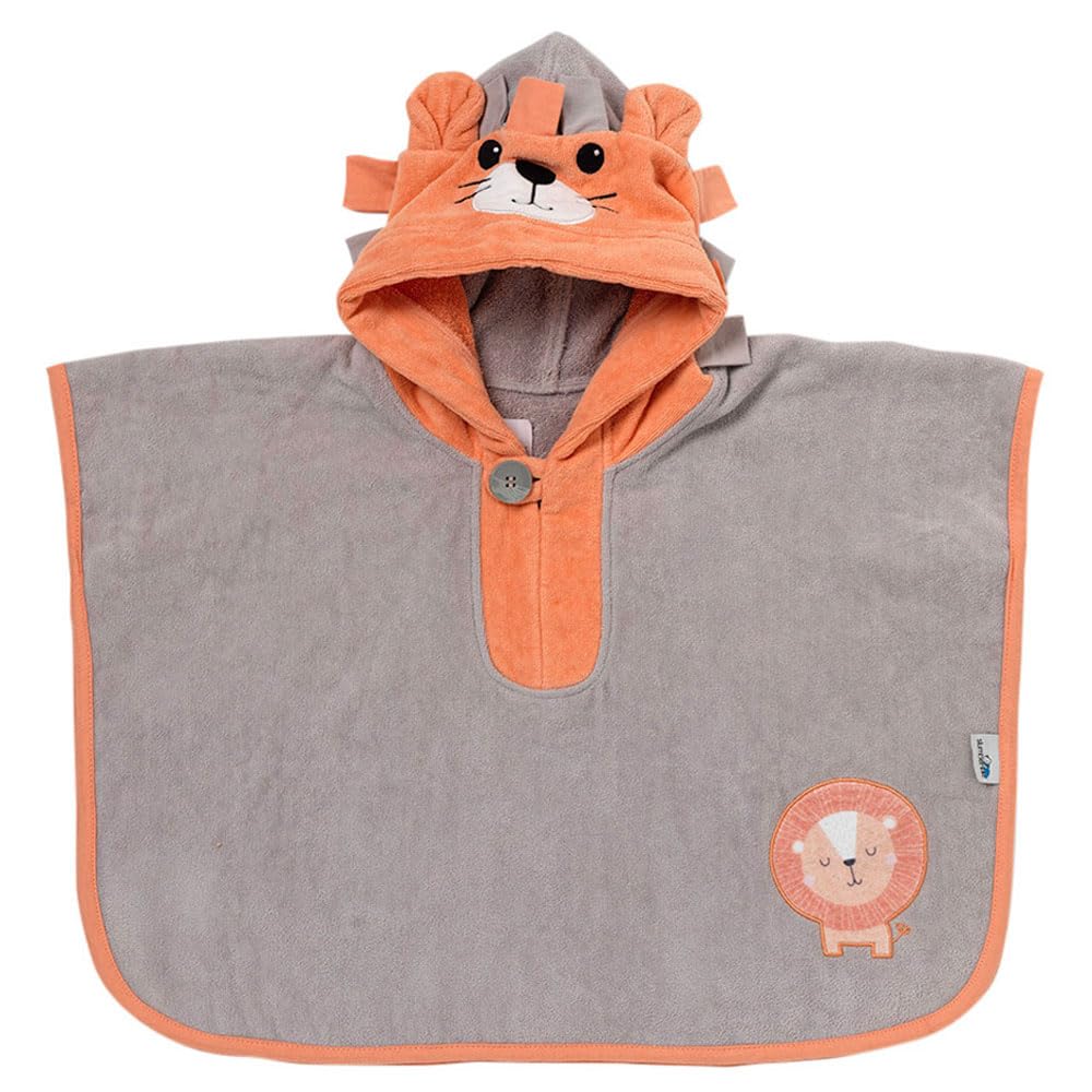 schlummersack kuschelig weicher Badeponcho mit Kapuze, Poncho für den Strand - Löwe - für Jungen und Mädchen von 1-3 Jahre