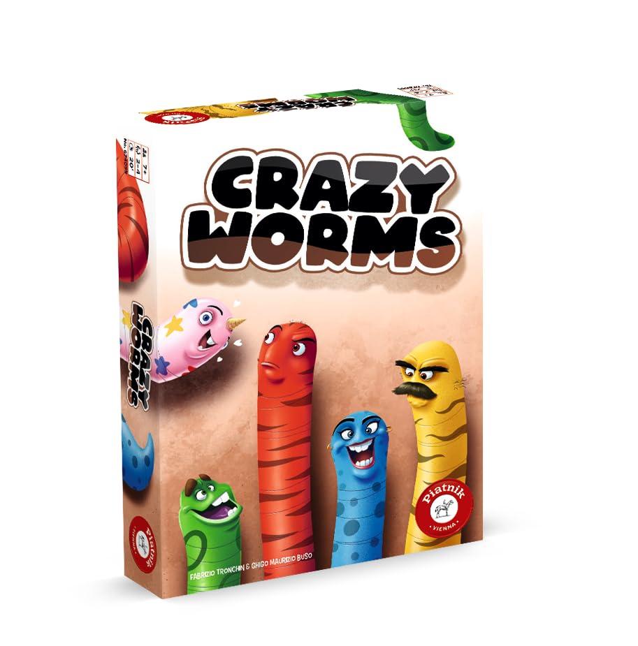Crazy Worms - Auf die Würmer, fertig, los! Das lustige Plättchen Legespiel, Rot, Orange, Blau, Gelb, Grün