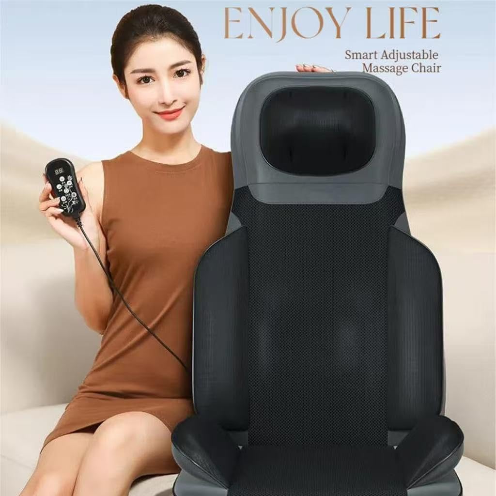 Cuscino massaggiante Shiatsu 3D con calore, massaggiatore profondo per schiena, collo e spalle, per uso domestico e ufficio, include modalità di vibrazione e adattatore UK