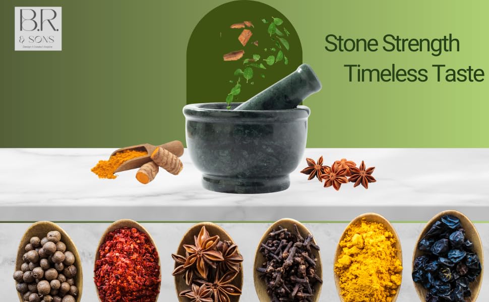 Image of B.R. & Sons Marble Mortar and Pestle Set | Imam Dasta, Ohkli Musal for Spices & Herbs - Available in Various Shapes & Colors (GREEN POLISHED IMAM DASTA 5 x 3 INCH)