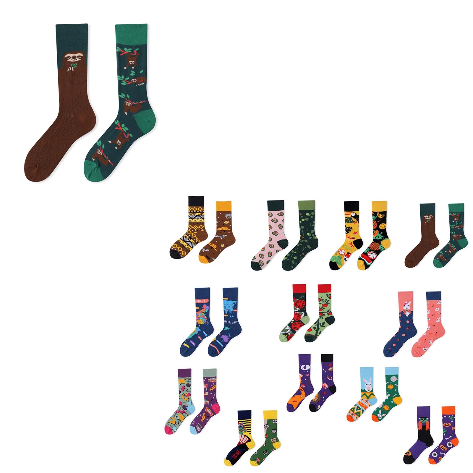 Medias altas de anime y calcetines desiguales casuales en pack de 96 pares marrones