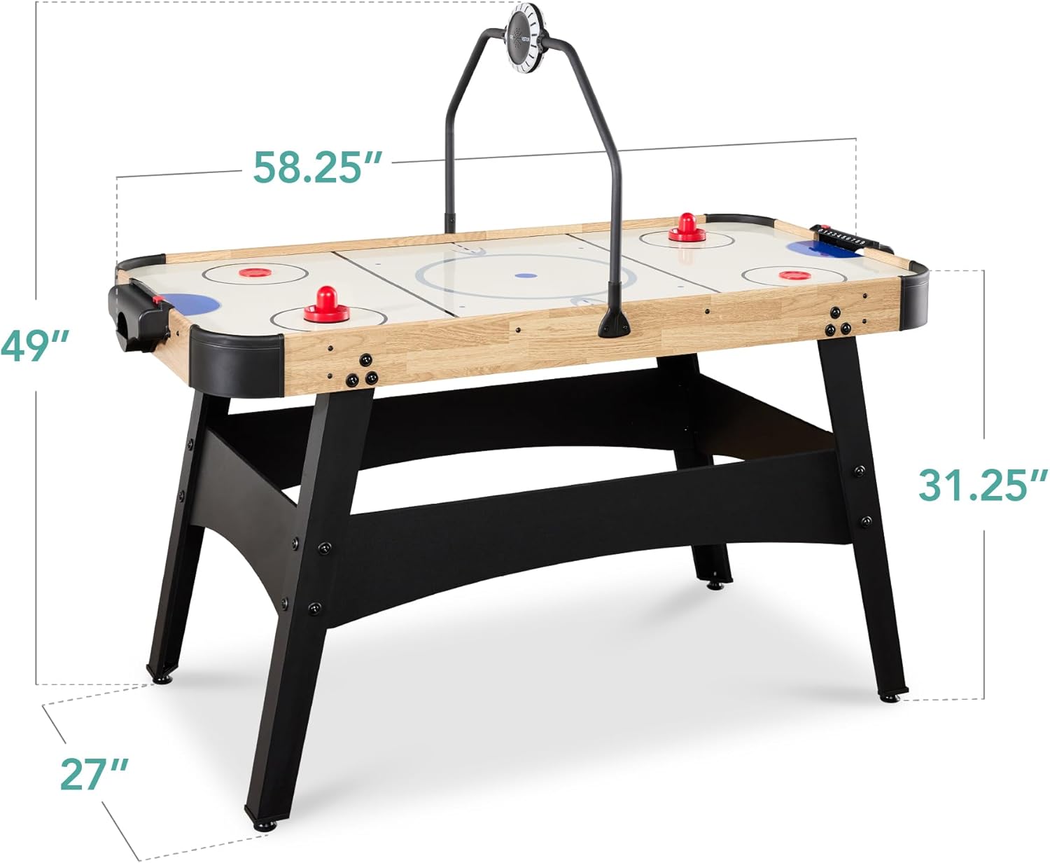 Natural 54 Inch Air Hockey Table with LED Lights and Scoreboard