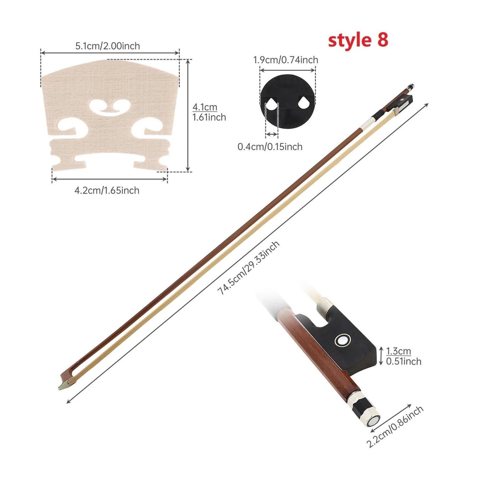 Professioneller Geigenbogen Brasilholz Weißes Rosshaar 4/4 Palisander Froschform Violinbogen(Style 8)