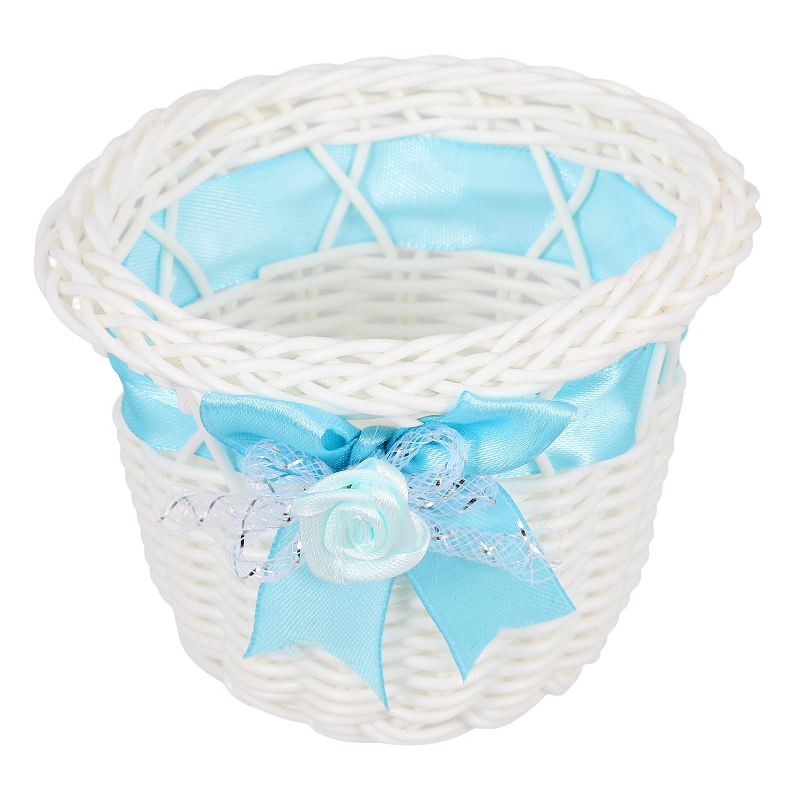 Panier pour rangement de bonbons et décoration en rotin bleu