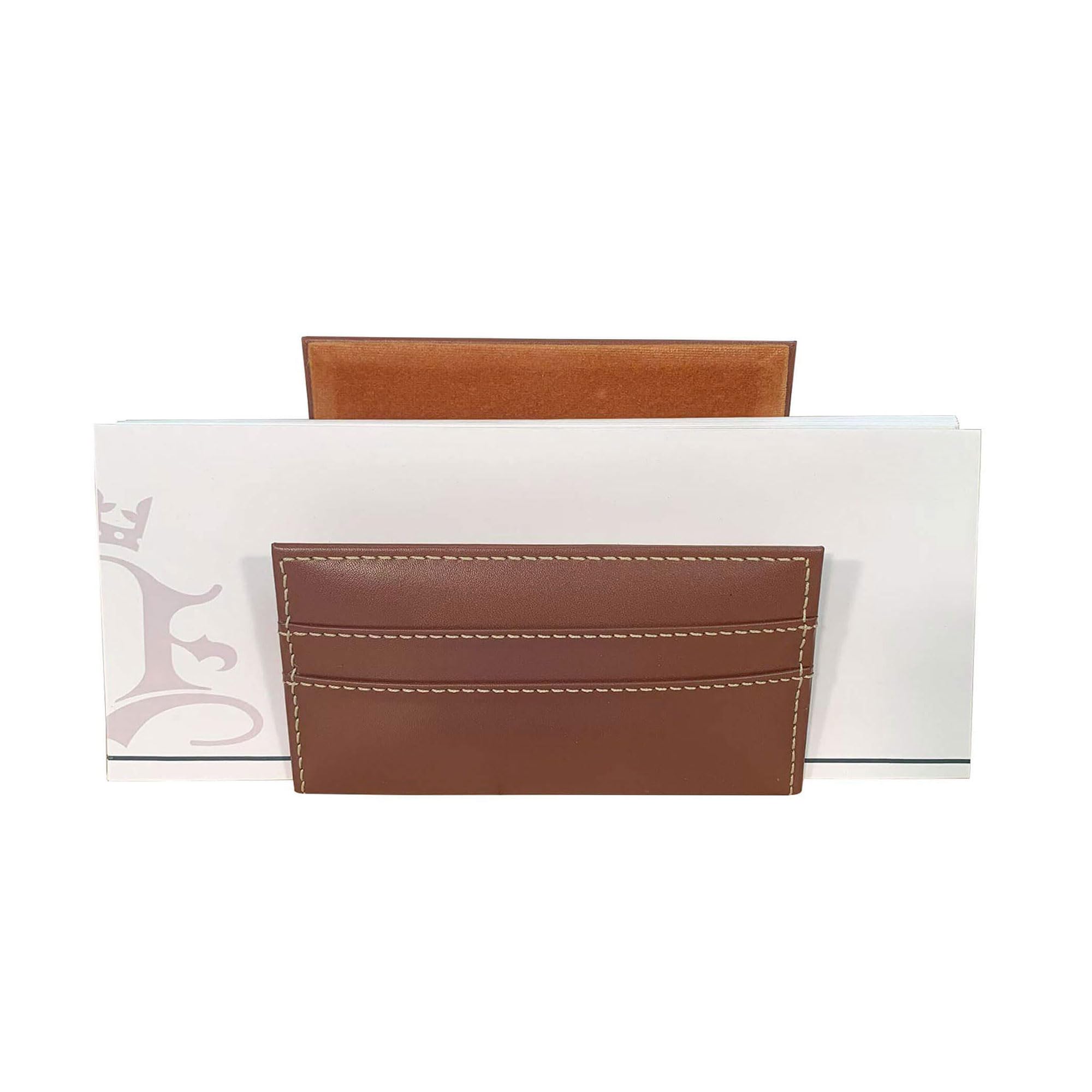 Dacasso Luxury Rustic Brown Leather Letter/Envelope Holder for Desk - Executive Decor & Office Organization Essential