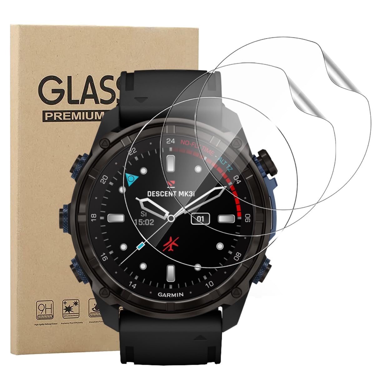 carinacoco3 Pack Screen Protector for Garmin Descent Mk3i/MK3 51mm, HD Clear Flexible Soft TPU Screen Protector, Anti-Scratch, Bubble Free, Anti-Fingerprint Self-Healing Elastic Skin Protective Film