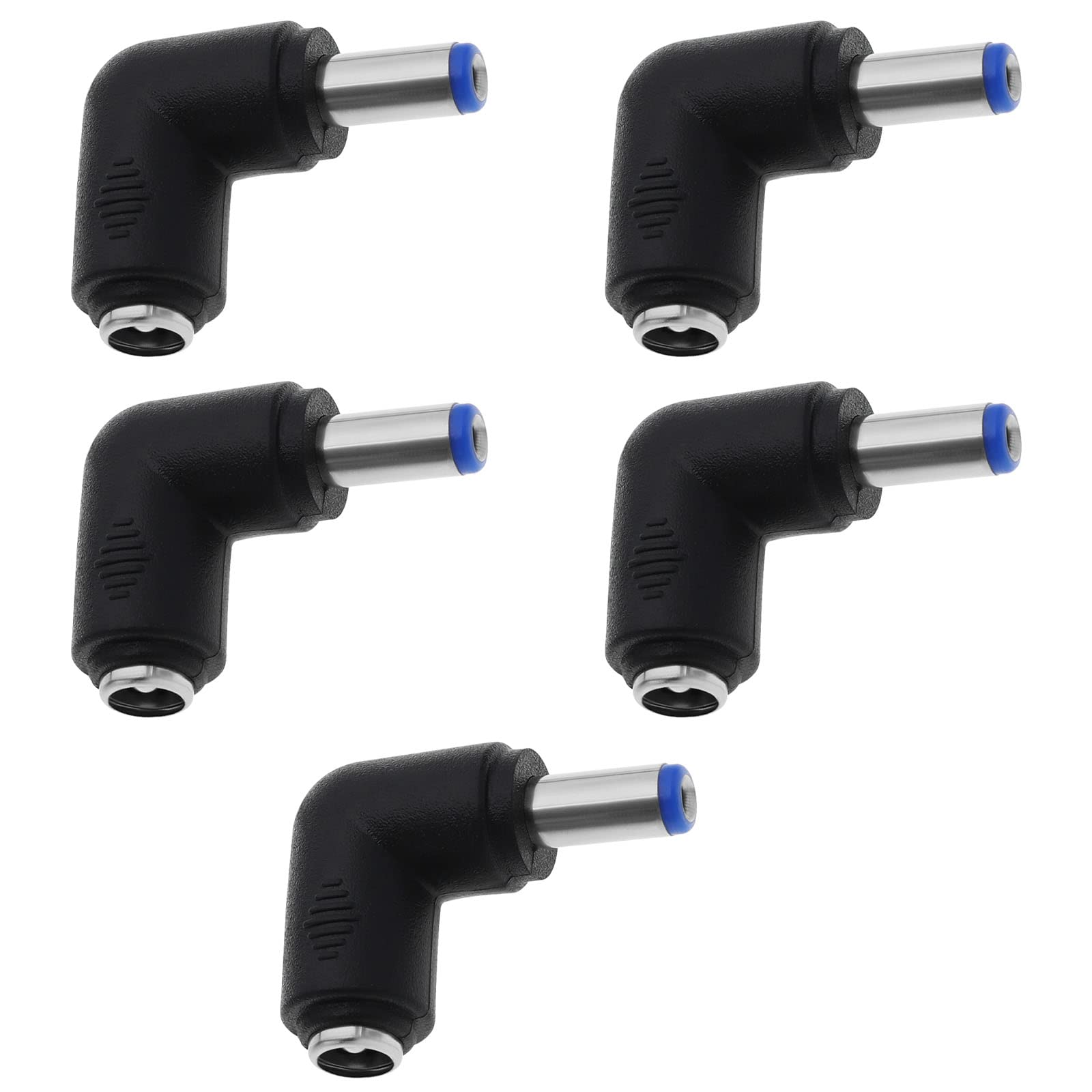 5PCS DC Power Connector Adapter 90 Degree Right Angle 2.1mm x 5.5mm Male Plug to 2.5mm x 5.5mm Female Jack Coupler Converter for Laptop CCTV Camera