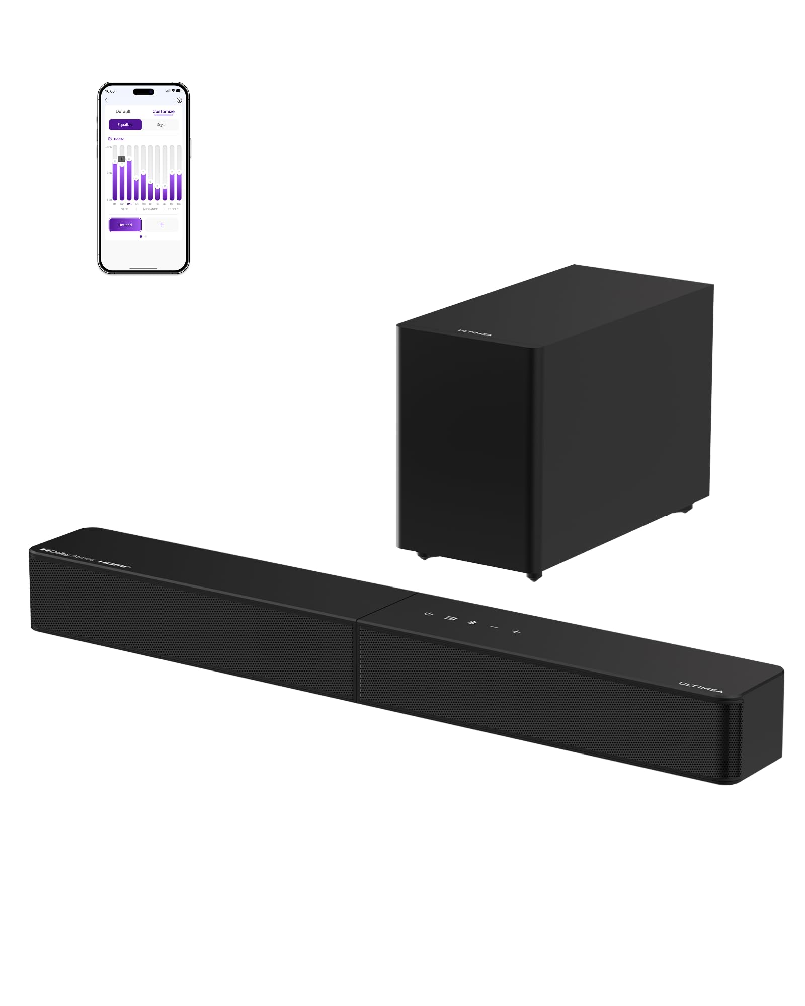 ULTIMEA 2.1 Soundbar con Subwoofer Wireless, Dolby Atmos, VoiceMx, BassMx, Soundbar per Smart TV 240 W Potenza di Picco, App Control, HDMI eARC, Ottico, Bluetooth® 6.0, Poseidon M40, Modello 2026