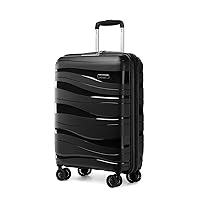 KONO Valigia Grande da 75cm Trolley Rigida Leggero Polipropilene Valigie con TSA Lucchetto e 4 Ruote (Nero)