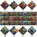 24 PCS Talavera Peel and Stick PVC Tile Stickers – Waterproof Backsplash Wall Decals for Kitchen & Bathroom Removable Vinyl Tile Decals Easy DIY Home Decor (Style D, 8x8 Inch)