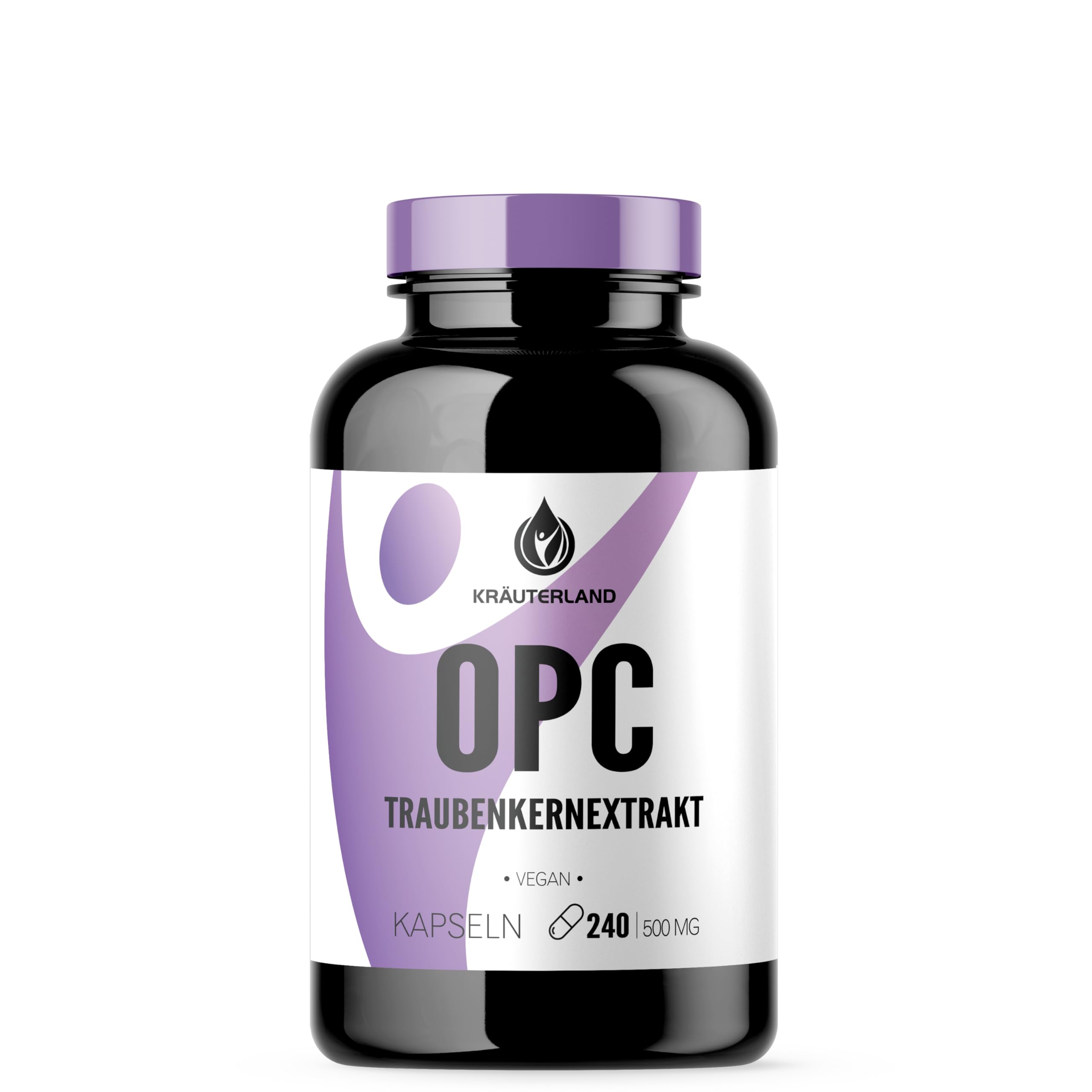 Kräuterland OPC Traubenkernextrakt hochdosiert - 240 Kapseln je 500mg - 950mg Traubenkern OPC pro Tagesdosis - vegan, aus französischen Weintrauben - in Premium Qualität