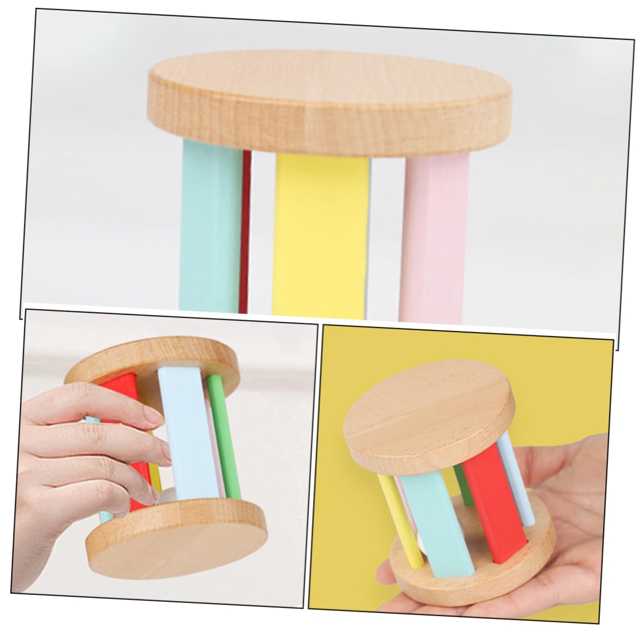 BESPORTBLE Montessori Wooden Rattle for Early Education Lightweight Grasping Instrument Interactive Music Plaything for Parent Communication
