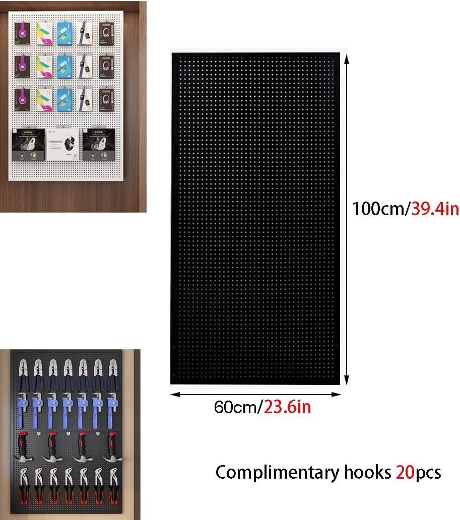 Pegboard Wall Storage Shelf,Wooden Pegboard,Pegboard Wall Organizer Combination Kit, Iron Office Pegboard, Wall Mounted Peg Board Display Panels for Home Gaming Room Garage(Natural,60x100cm)