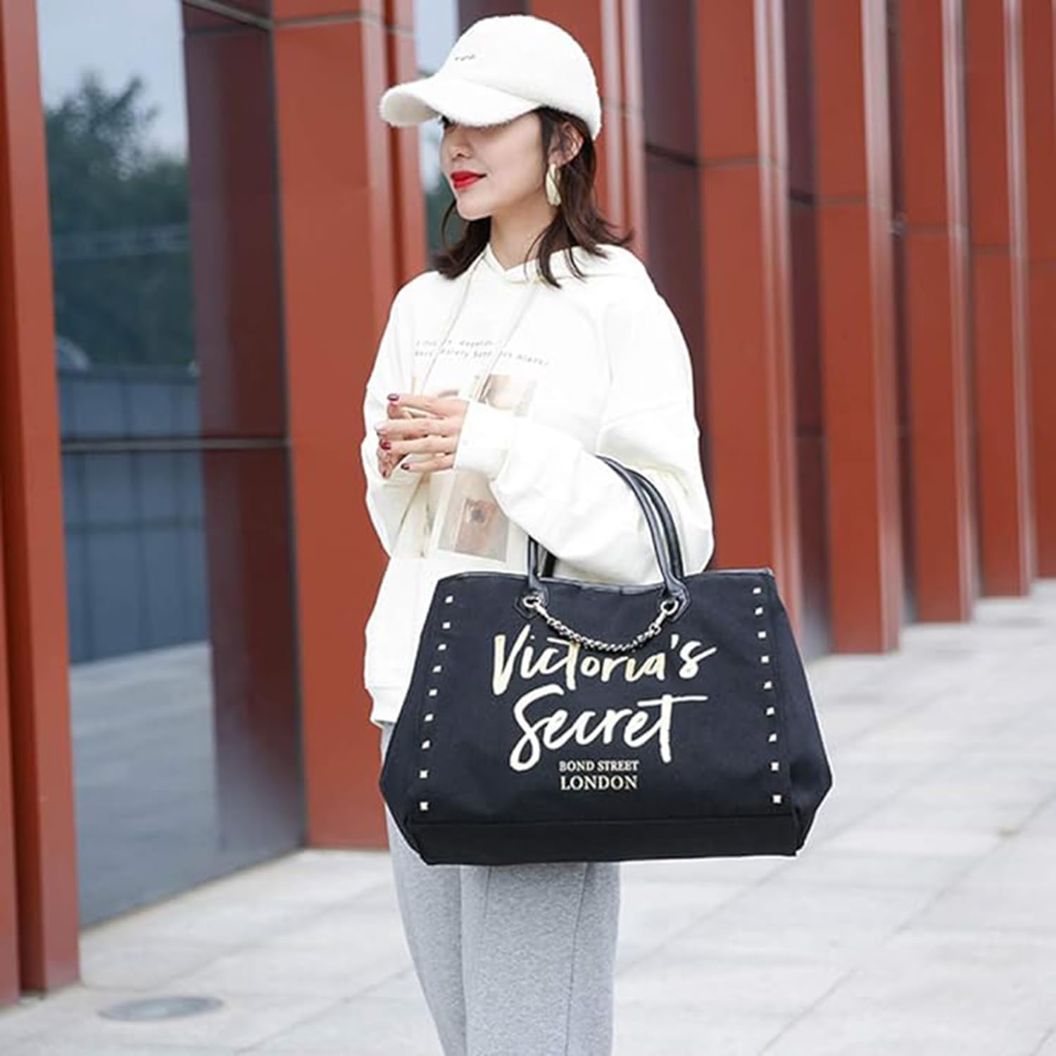 Victorias Secret Borse Tote a Mano da Donna, Grande, Borsa Messenger Nero - Angel City Bag