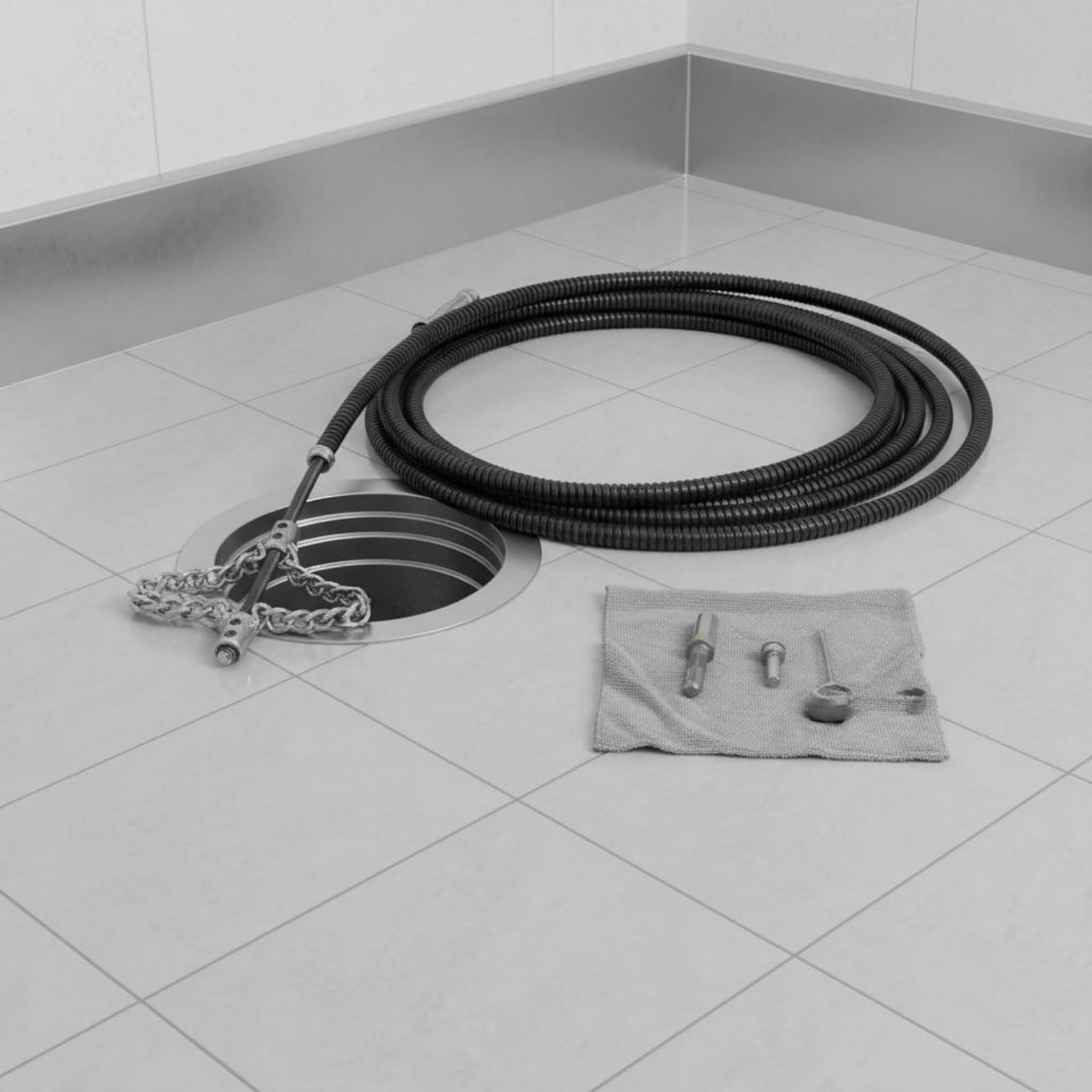 Resorte de Limpieza de Drenaje Flexible para Eliminar Residuos en Tuberías con Cabeza Desincrustante y Muelle Reforzado Adecuado para Profesionales Hogares Locales Comerciales, 15M
