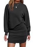Womens Fall 2 Piece Skirt Sets Long Sleeve Mock Neck Sweatshirt Skort Matching Set Casual Lounge Airport Outfits 2025