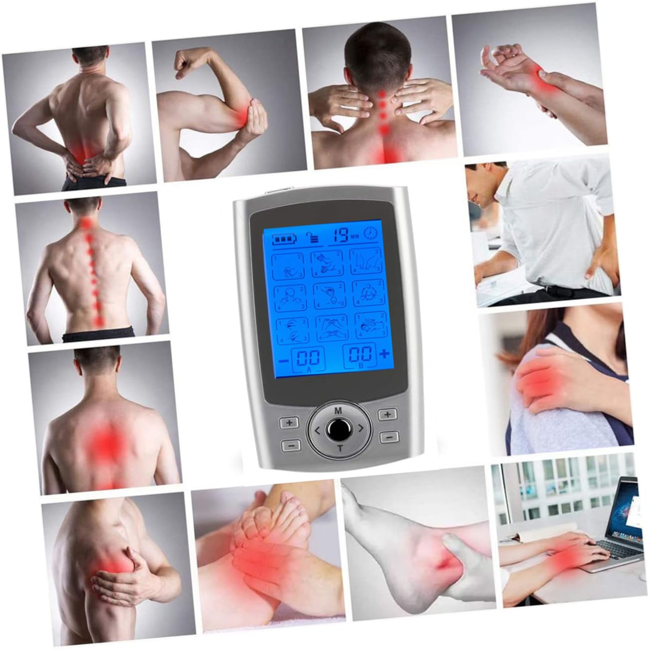 PACKOVE Masajeador Corporal de 36 Modos para Cuello y Espalda, Máquina de Masaje Función Terapéutica y Diseño en Abs y Goma para Uso en Casa