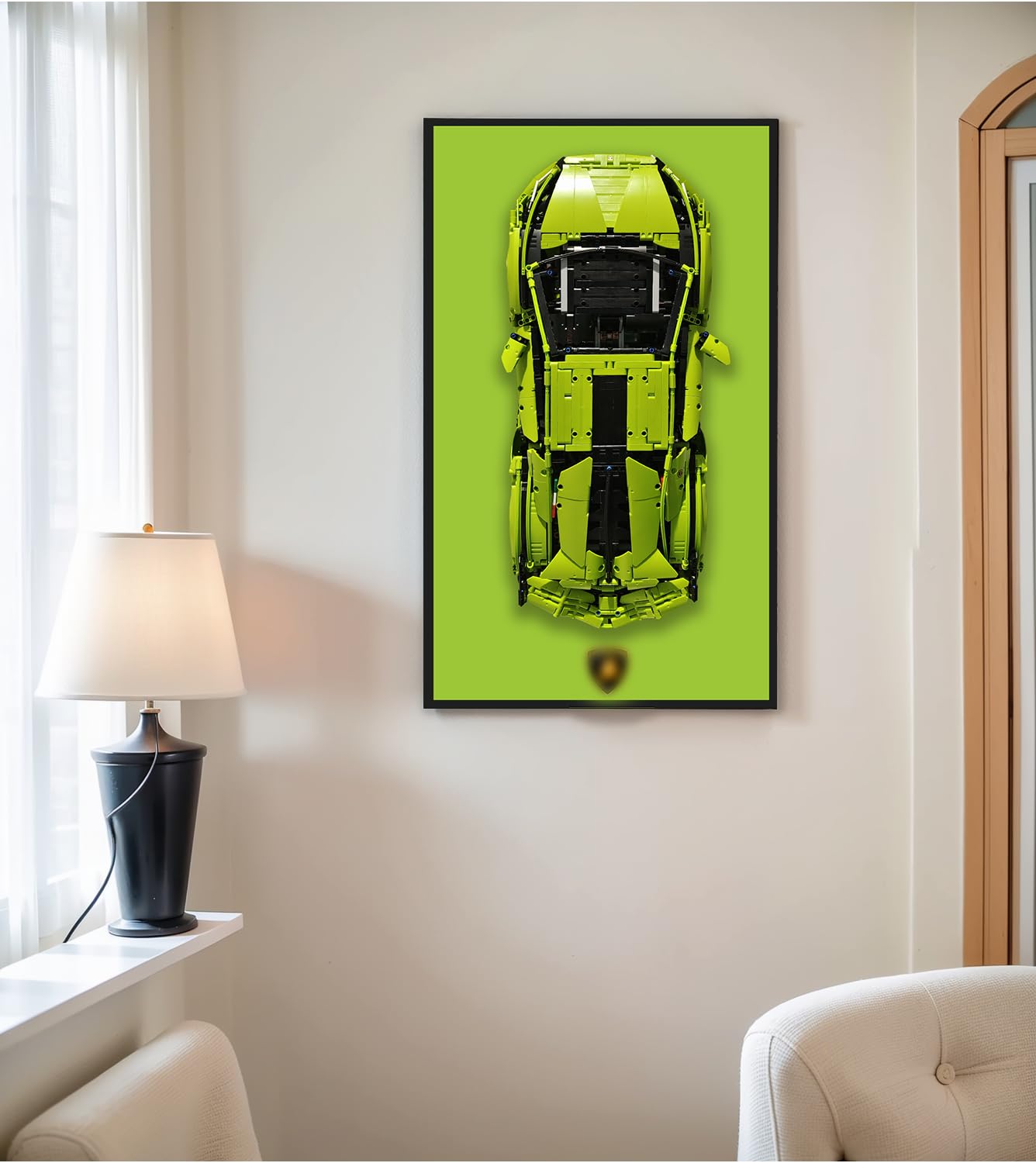 Tablero de pared para Lego Technic Lamborghini Sián FKP 37 42115, compatible con coches Lego Lamborghini, ideas de regalo para los entusiastas del montaje en pared de automóviles Lego, 19.7 x 31.5