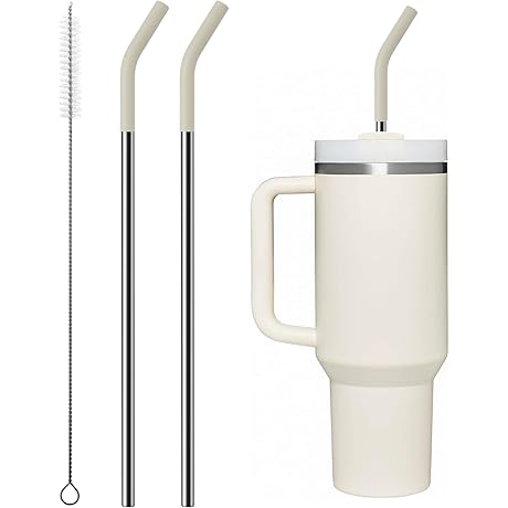 Metal Straws with Silicone Tips for 40oz Stanley Cup